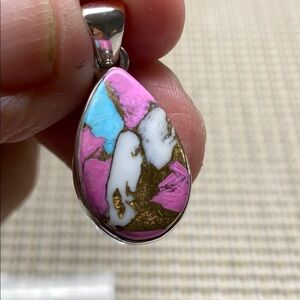 COTTON CANDY DAHLIA TURQUOISE PENDANT IN SOLID STERLING SILVER 925